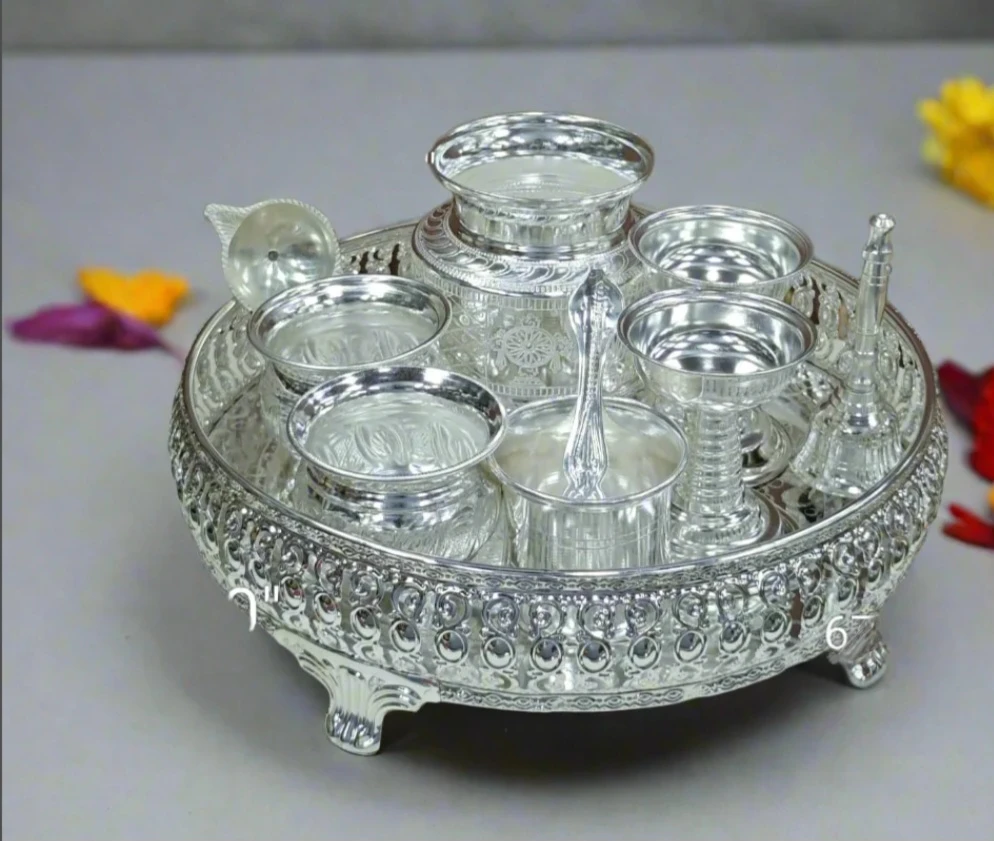 German Silver Pooja Set